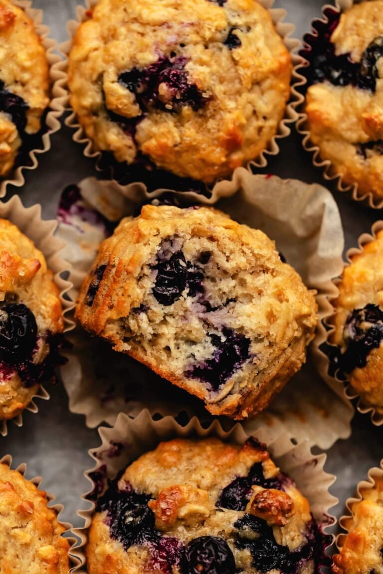 Muffins aux myrtilles et flocons d’avoine – J’adore cuisiner